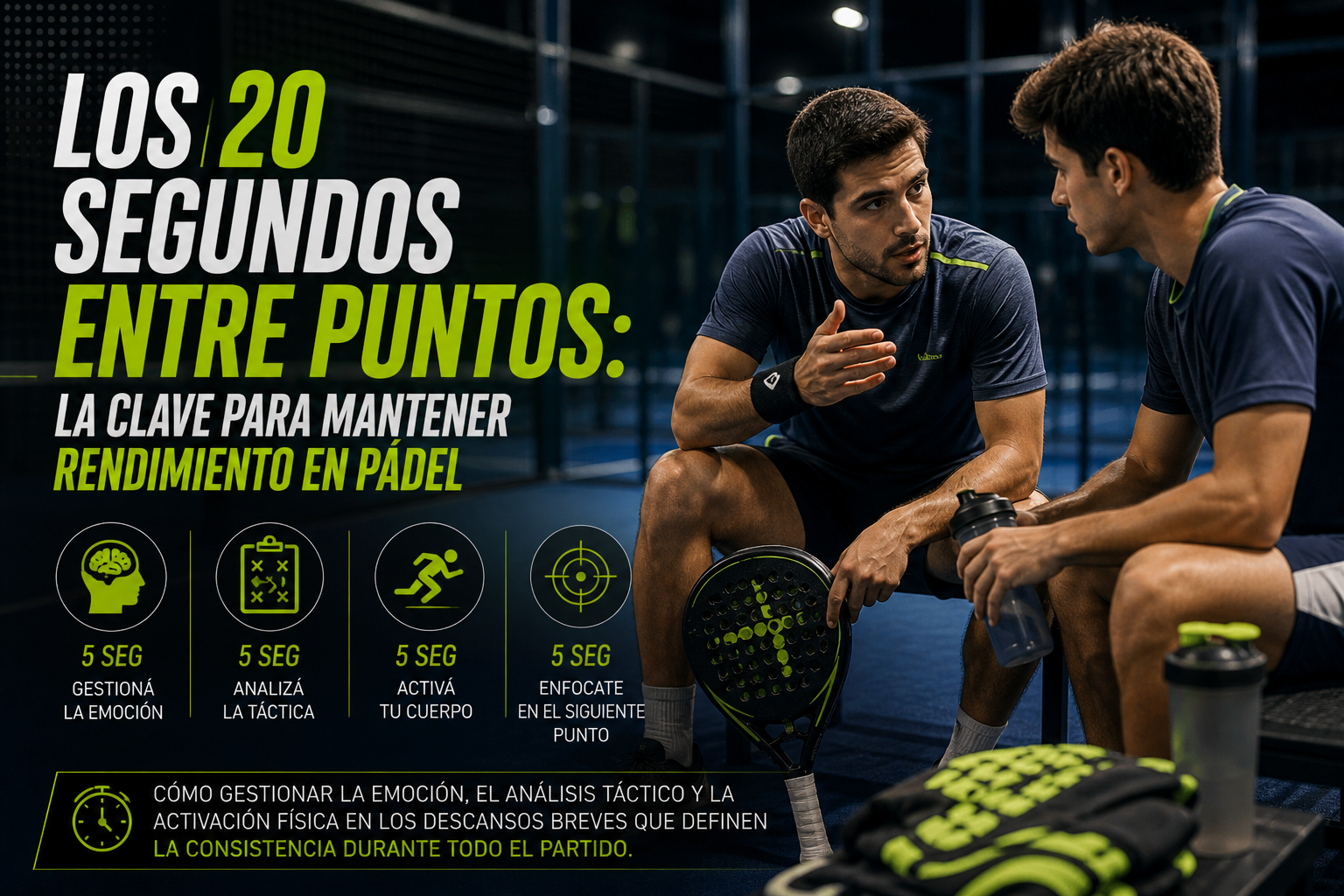 Los 20 segundos entre puntos: la clave para mantener rendimiento en pádel